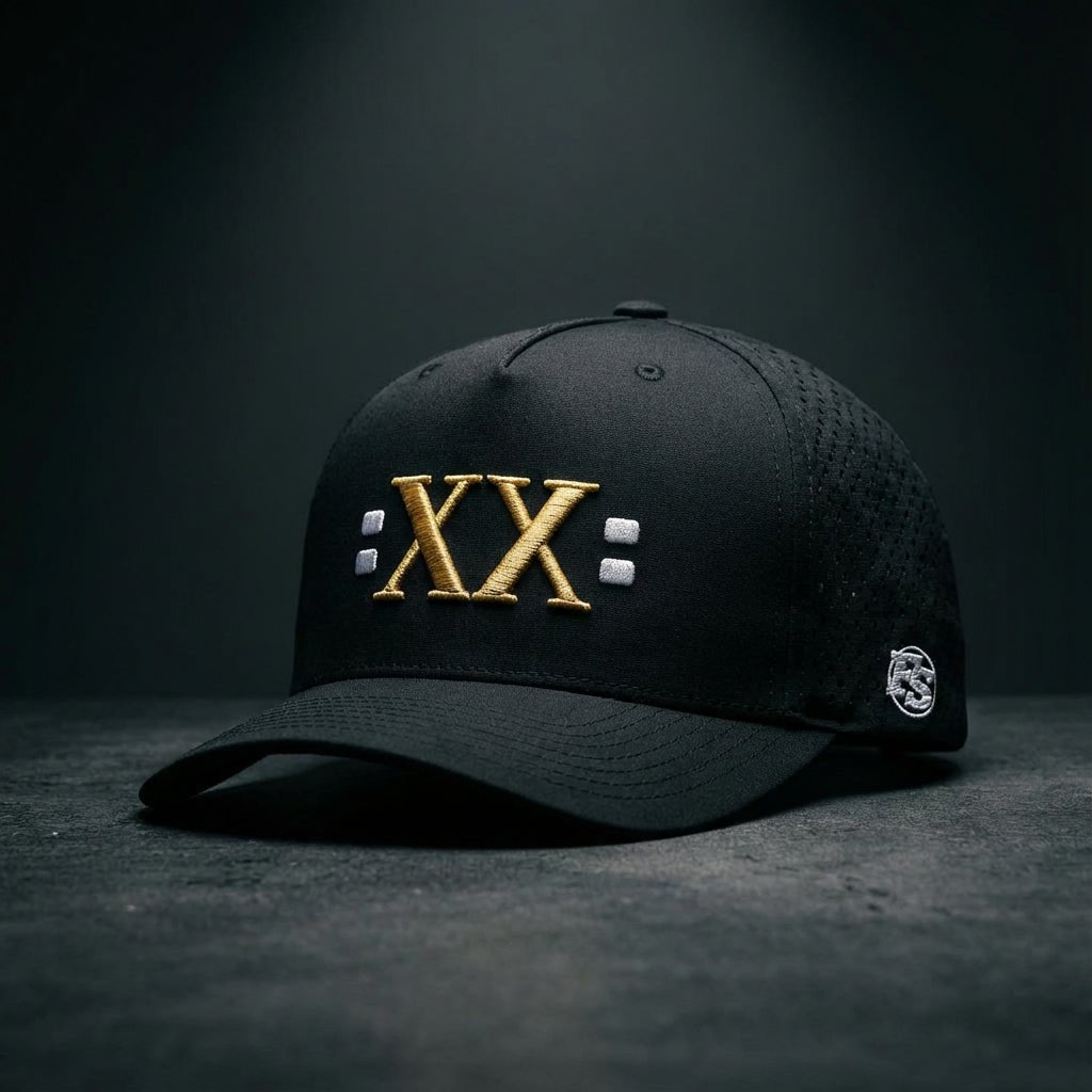 Jamal Roberts XX Midnight Slate limited edition NIL trucker hat front view by Flipside Hat Co